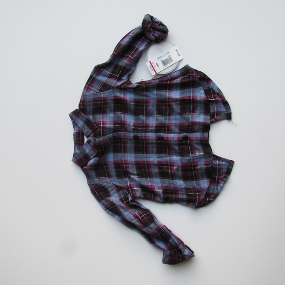 Koala Kids Girls Sz 6-9 Mo. Plaid Button Down Top - Picture 2 of 7